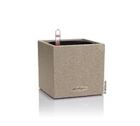 Lechuza - Pot de Fleurs d’Extérieur et d'Intérieur - Stone Canto - Réserve d'Eau Intégrée - Coloris Beige Sable - 14 x 14 x14 cm