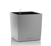Lechuza - Pot de Fleurs d'Interieur - Premium Cube - Réserve d'Eau Intégrée - Coloris Argent - 50 x 50 x 50 cm