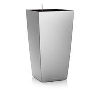 Lechuza - Pot de Fleurs d'Interieur - Premium Cubico - Réserve d'Eau Intégrée - Coloris Argent - 30 x 30 x 56 cm
