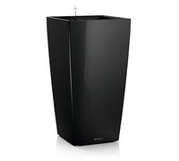 Lechuza - Pot de Fleurs d'Interieur - Premium Cubico - Réserve d'Eau Intégrée - Coloris Noir - 30 x 30 x 56 cm