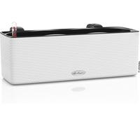 LECHUZA-Pot de plantes CUBE Color Triple Blanc | Bac de balcon avec système d'arrosage et support | Aspect tissé | 40 x 14 x 13,5 cm | 13680