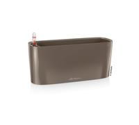 LECHUZA Pot de plantes DELTA 10 Taupe brillant | Pot de table avec système d'arrosage et bac à plantes | Surface brillante | 30 x 11 x 13 cm | 15466