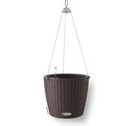 LECHUZA Pot de plantes NIDO Cottage 28 Mokka | Pot suspendu avec système d'arrosage, indicateur de niveau d'eau, bac à plantes | Aspect tressé |Ø 27 x 23 cm | 15195