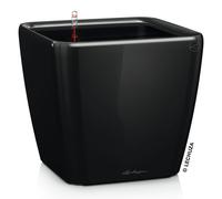 LECHUZA Pot de plantes QUADRO Premium LS 21 Noir brillant | Pot de plantes avec système d'arrosage | Surface brillante | 22,5 x 22,5 x 20,5 cm | 16129