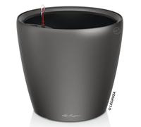 LECHUZA-Vase à plantes CLASSICO Premium LS 21 Anthracite métallique | Vase à plantes avec système d'arrosage | Surface métallique | Ø 22 x 20 cm | 16023
