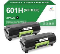 LeciRoba 60F1H00 Lot de 2 cartouches de toner à haut rendement pour imprimante Lexmark 601H 60F1H00 pour imprimante Lexmark MX310 MX410 MX510 MX511 MX610 MX611 (jusqu'à 10 000 pages, noir)