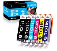 LeciRoba Cartouches d'Encre 580XXL 581XXL pour Canon PGI-580 XXL CLI-581 XXL - Compatible avec TR7500 TR8500 TS6100 TS6200 TS6300 TS700 TS8200 TS8350 TS9150 (Lot de 6)