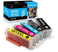 LeciRoba Cartouches d'encre 580XXL 581XXL pour Canon PGI-580 XXL CLI-581 XXL Compatible avec TR7500 TR8500 TS6100 TS6200 TS6300 TS700 TS8200 TS8350 TS9150 (Lot de 5)