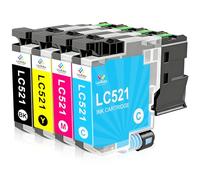 LeciRoba LC521 LC-521 Lot de 4 cartouches d'encre pour Brother LC-521BK LC-521C LC-521M LC-521Y pour imprimantes Brother DCP-J1260W DCP -J1310DW DCP-J1313DW DCP-J1360DW DCP-J1460DW