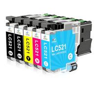 LeciRoba LC521 LC-521 Lot de 5 cartouches d'encre pour Brother LC-521BK LC-521C LC-521M LC-521Y pour imprimantes Brother DCP-J1260W DCP -J1310DW DCP-J1313DW DCP-J1360DW DCP-J1460DW