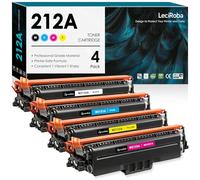 LeciRoba Lot de 4 cartouches de toner 212A compatibles avec HP 212A W2120A 212X W2120X Toner pour HP M554 M555 M578 Series M554dn M555dn M555x M578dn M578f M578c M578z (avec puce, BK) C/Y/M)