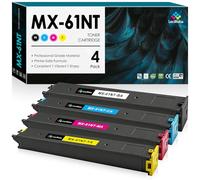 LeciRoba MX-61NT Lot de 4 cartouches de toner compatibles pour Sharp MX61NT MX-61NTBA MX-61NTCA MX-61NTMA MX-61NTYA pour imprimante Sharp MX-2651 MX-3050V MX-3070N MX-3071 MX-3570V MX-5070V