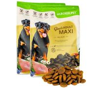 Lecker.Pet® | 2 x 4 kg Gino's Adult Maxi avec Poulet Nourriture sèche pour Chiens | Nourriture pour Chiens sans Gluten | Nourriture sèche complète pour Chiens Adultes | Source de protéines nutritive