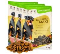 Lecker.Pet® | 3 x 4 kg Gino's Adult Maxi avec Poulet Nourriture sèche pour Chiens | Nourriture pour Chiens sans Gluten | Nourriture sèche complète pour Chiens Adultes | Source de protéines nutritive
