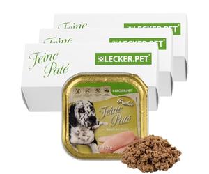 Lecker.Pet® 33 x 150 g Paulas pâté Fine Riche en Poulet Aliment pour Chiens