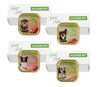 Lecker.Pet® | 44 x 150 g Gino's, Josie's, Luna's & Paula's Paté Fin Nourriture Humide pour Chiens Mix Nourriture complète | Chaque variété 11 barquettes | sans céréales & sucres ajoutés