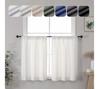 Lecloud Estelle Ensemble de 2 Panneaux de Rideaux Courts naturels filtrant la lumière pour fenêtres, Rideaux à Chevrons avec Passe-Tringle (76,2 cm de Large x 91,4 cm de Long, Naturel)