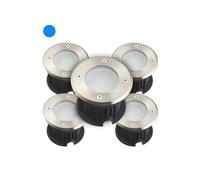 LeClubLED Pack de 5 Supports Spots Encastrables Sol Bleu 2W 110lm AC220-240V Étanche IP67 Rond - perçage 85mm Diffuseur Dépoli