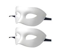 LECMACY Lot de 2 masques de bal masqué pour homme et femme, en plastique hautement élastique, pliable, couleur unie, convient à tous les bals de fin d'année, blanc