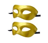LECMACY Lot de 2 masques de bal masqué pour homme et femme, en plastique hautement élastique, pliable, couleur unie, convient à tous les bals de fin d'année, doré