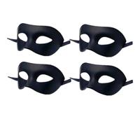 LECMACY Lot de 4 masques de bal masqué pour homme et femme, en plastique hautement élastique, pliable, couleur unie, convient à tous les bals de fin d'année, noir