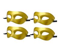 LECMACY Lot de 4 masques de bal masqué pour homme et femme, en plastique hautement élastique, pliable, couleur unie, convient à tous les bals de fin d'année, doré