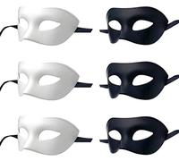 LECMACY Lot de 6 masques vénitiens pour homme et femme, demi-visage pour bal masqué, fête sur le thème de Mardi Gras, taille unique (3 x B + W) / 6 pièces