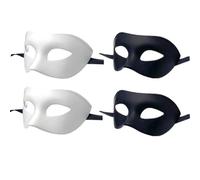 LECMACY Masque de bal masqué pour homme et femme, demi-masque en plastique souple et élastique, couleur unie, convient à tous les bals de fin d'année (2 blancs + 2 noirs)