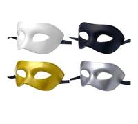 LECMACY Masque de bal masqué pour homme et femme, demi-masque en plastique souple et élastique, couleur unie, convient à tous les bals de fin d'année (noir + blanc + or + argent)
