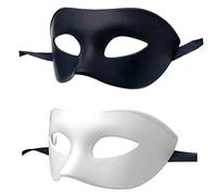LECMACY Masque de bal masqué pour homme pour fête vénitienne, grecque, romaine, style mythologique grec, convient pour Halloween, Noël, fête Mardi Gras (blanc + noir)