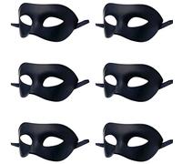 LECMACY Masques pour hommes et femmes en masque vénitien Rome Demi-Visage Yeux Masques Mardi Gras sur le thème du Costume Cosplay Ensemble taille unique (noir pur-6 pièces)