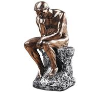 LECMACY Sculpture de personnage célèbre en résine - Figurine de collection inspirée du penseur de Rodin pour la maison, le bureau ou la bibliothèque (cuivre)