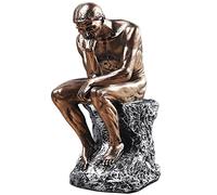 LECMACY Statue du penseur en Bronze rétro coulé à Froid de qualité supérieure - 9,64 Pouces - Design de la Statue décorative inspirée du penseur de Rodin, 5,51''Lx4,13''Wx9,64''H (Copper)