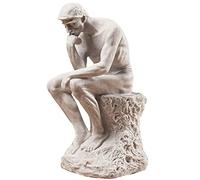 LECMACY Statue du penseur en Bronze rétro coulé à Froid de qualité supérieure, 9,64 Pouces, Design de la Statue décorative inspirée du penseur de Rodin, 5,51''Lx4,13''Wx9,64''H (Sandstone Color)