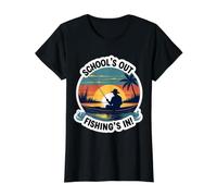 L'école est en Train de pêcher Pendant Les Vacances d'été, Le Professeur Fisher Angler T-Shirt Graphique avec Valeur, Femme, Noir, L