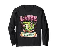 L'école est finie Cartoon Gator Summer Alligator Kids Tropical Manche Longue