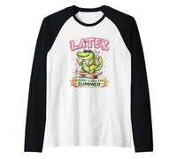 L'école est finie Cartoon Gator Summer Alligator Kids Tropical Manche Raglan