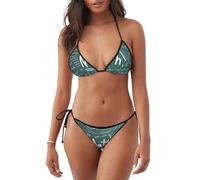 Leçon de mathématiques imprimé de mots maillots de bain pour femmes deux pièces maillot de bain vacances d'été activités de piscine, Noir , L
