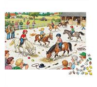Leçon d'équitation de Poney Puzzle en Bois Imperméable DIY Puzzles De 1000 Pièces pour Adultes Cadeaux Impossible Jeux De Stimulants