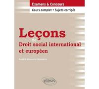 Leçons De Droit Social International Et Européen