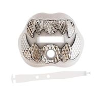 LECOOL Protège-dents avec sangle connectée - Protège-dents de football et de sport, convient aux adultes, circulation d'air supérieure et meilleure performance, accessoires de football (blanc/argent)