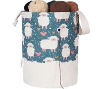 LeCorner Petit Sac de Rangement pour Fil à Crochet, Sac de Rangement avec Cordon de Serrage, Mini Porte-Fil Portable pour Projet de Crochet, Boules, Accessoires pour Aiguilles, Mouton Vert, L, Art