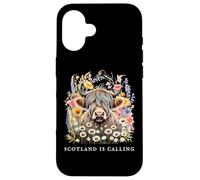 L'Écosse Appelle Highland Cow Flowers Scottish Vacation Coque pour iPhone 16