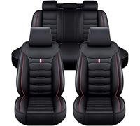 LECREA Housses de Siège Auto Complètes pour Land Rover Discovery Sport 2015+, Protections de Siège Imperméables en Cuir PU, Housses de Sièges Avant et Arrière pour 5 Places,D Black+Red
