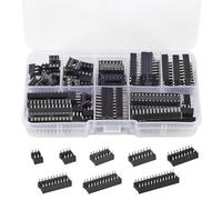 Lecreatekit Assortiment de 66 douilles DIP IC à pas de 2,54 mm pour platine d'expérience, adaptateur 6-28 broches
