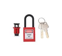 Lecreatekit Cadenas de verrouillage de sécurité pour disjoncteur électrique LOTO, serrure en nylon rouge et acier inoxydable avec 2 clés, convient aux disjoncteurs à 2 trous ≥ 13 mm d'espacement pour