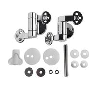 Lecreatekit Charnières de siège de toilette en alliage de zinc avec fermeture lente, kit de remplacement chromé pour bois d'étain, raccords de couvercle souples réglables avec écrous en nylon, argenté