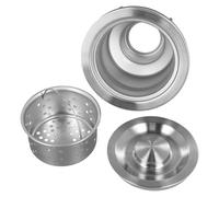 Lecreatekit Filtre de vidange d'évier en acier inoxydable de 110 mm avec joint en silicone pour éviers de cuisine, salle de bain et buanderie - Antirouille, anti-odeurs, raccord de tuyau de descente