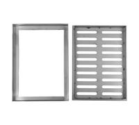 Lecreatekit Grille de vidange rectangulaire en acier inoxydable avec cadre antidérapant pour terrasse, jardin, allée, piscine, argenté - 200 x 300 mm