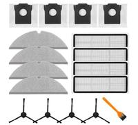 Lecreatekit Kit d'accessoires de rechange pour aspirateur robot Dreame D20 Plus, 4 brosses latérales, serpillères, sacs à poussière et filtre, pièces de nettoyage pour poils d'animaux